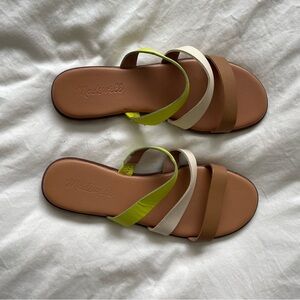 Madewell Brown, Cream, and Green Strappy Sandals
